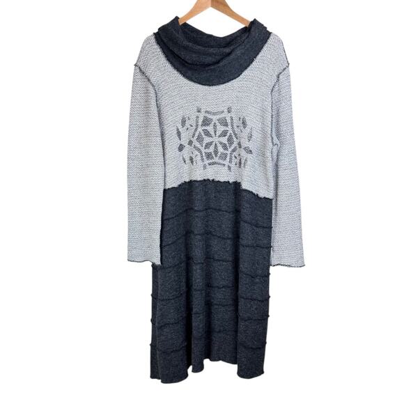 Bodil Boucle Knit Fair Isle Long Sleeve Cowl Neck Midi Tiered Sweater Dress - Picture 8 of 11